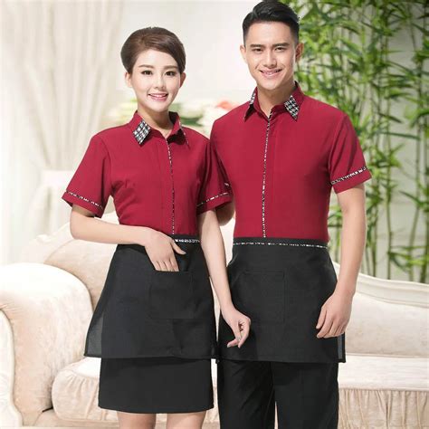 Buy Red And Black Restaurant Uniform Restaurant Waiter