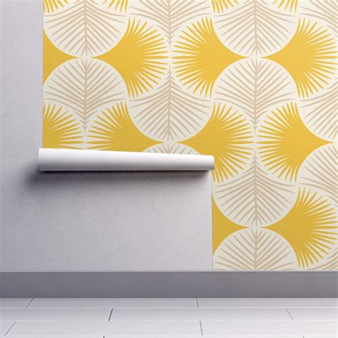 Design is the right choice for your geometric peel and stick removable wallpaper. Tropical geometry - yellow | Self adhesive wallpaper ...