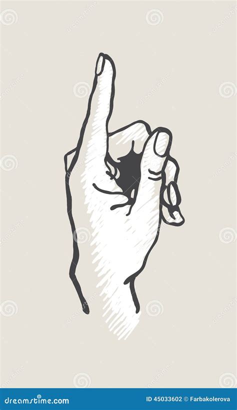 Vector Drawing Hand With Index Finger Pointing Up Stock Illustration