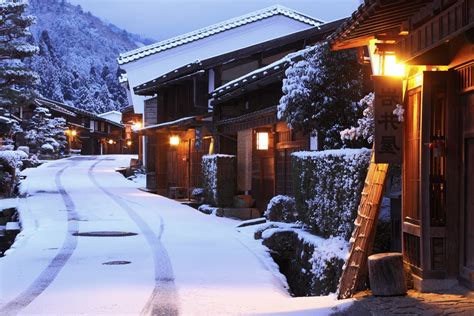 Japan Street Snow Winter Wallpapers Hd Desktop And