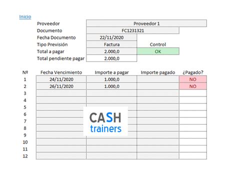 Control Previsiones De Pagos Con Excel Gratis