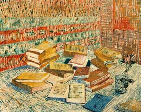 This gorgeous book celebrates van gogh's great love of flowers. "TABLE with STACKS of BOOKS and FLOWER in a GLASS" Artist ...