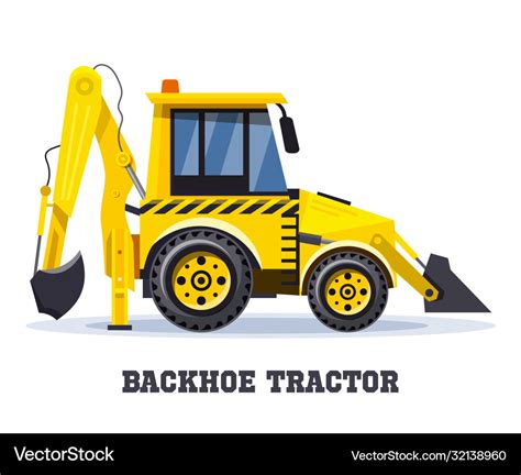 Backhoe Tractor Excavator Or Bulldozer Loader Vector Image
