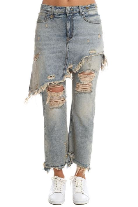 R13 Denim Double Classic Shredded Jeans In Blue Lyst
