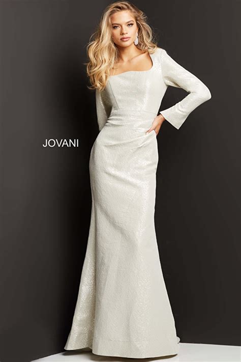 Jovani 06996 Metallic Long Sleeve Dress