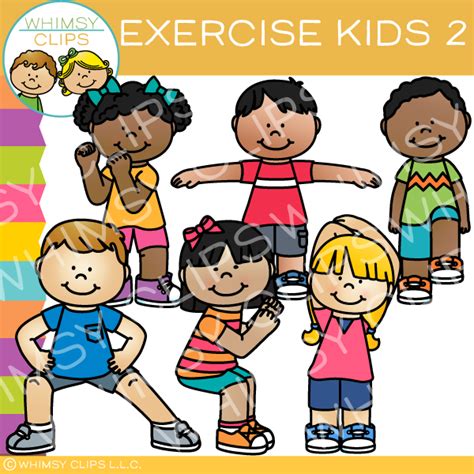 Exercise Kids Clip Art Set Two Images And Illustrations Whimsy Clips