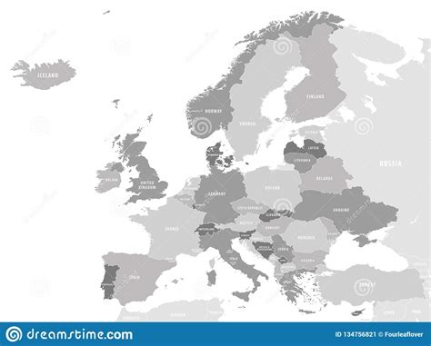 Map Of Europe Grey Vector High Detail Illustration Stock Vector