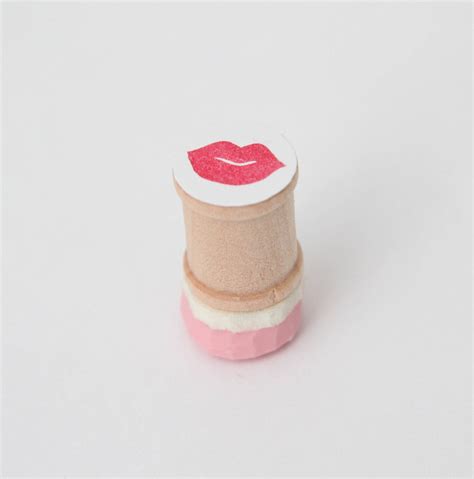 Mini Lips Hand Carved Rubber Stamp On Spool