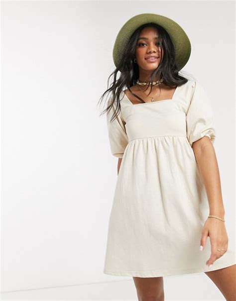 Check spelling or type a new query. ASOS DESIGN square neck puff sleeve smock dress in cream ...