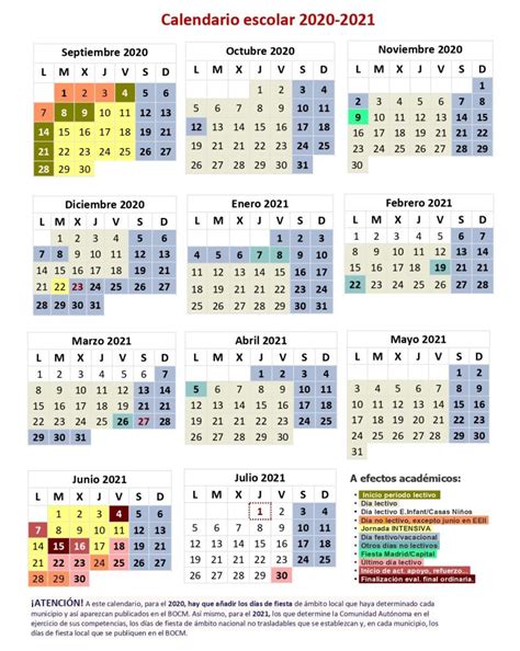 1ª fase de avaliação periódica (1º ano). Школьный календарь Автономного сообщества Мадрид на ...