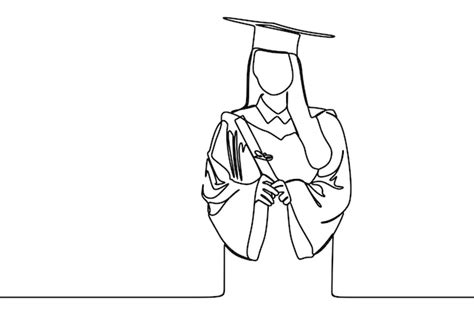 Premium Vector Continuous Line Drawing Of Young Female University