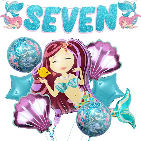 Buy Big Mermaid 7th Birthday Decorations For Girls Pack Of 8