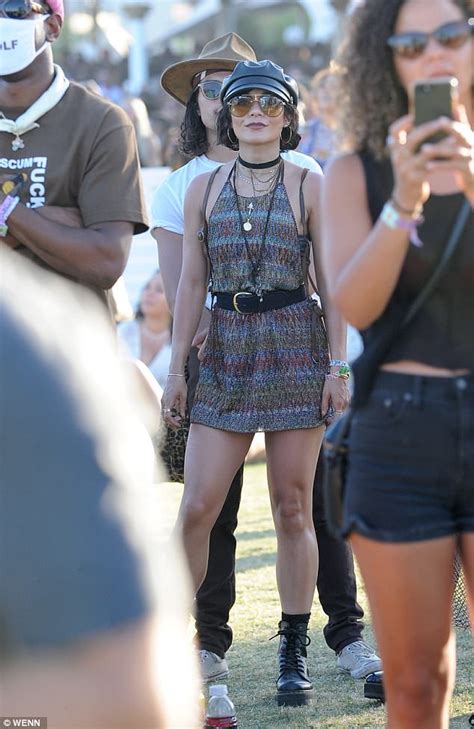 Vanessa Hudgens Dons Metallic Dress As She Dances At Coachella Daily Mail Online