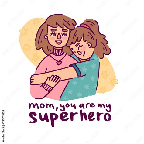 cute illustration for happy mother s day cartoon characters of daughter and mother are hugging