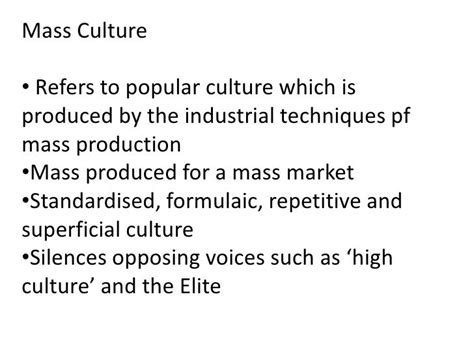 Mass And Popular Culture