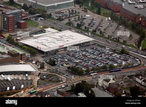 Aerial View Swansea City Centre Marina Tesco Hi Res Stock Photography