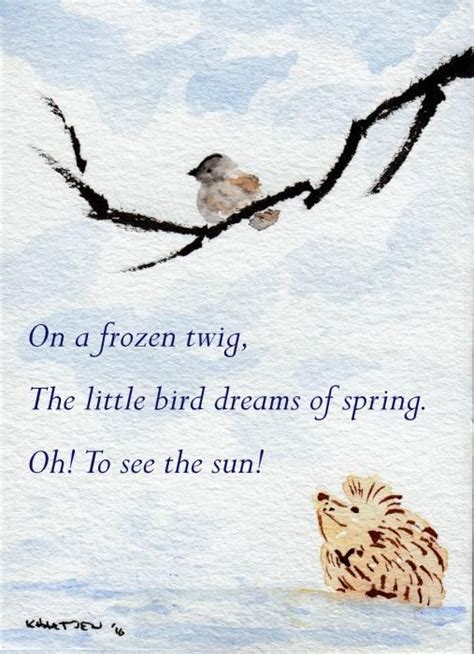Dreaming Of Spring Hedgehog Haiku 5 By Kerry Hartjen Haiku Poems
