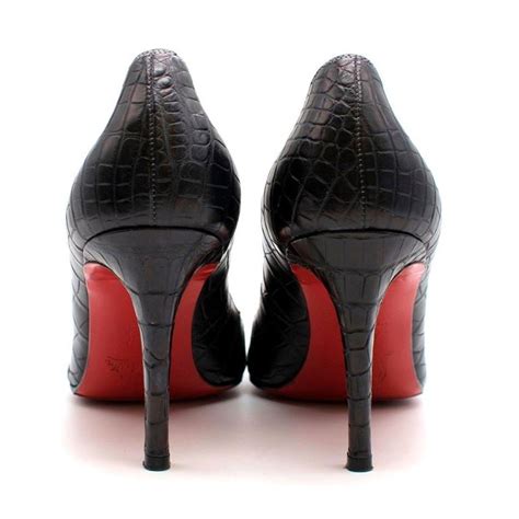 christian louboutin black crocodile embossed pointed toe pumps 38 for sale at 1stdibs