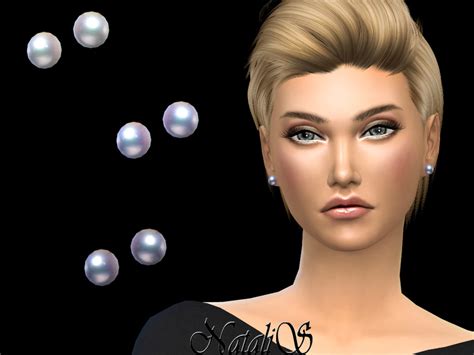 The Sims Resource Natalissimple Stud Pearl Earrings