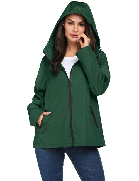 Avoogue Packable Rain Jacket Women Light Weight Waterproof Reflective