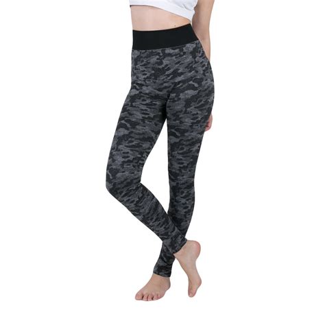 Pink Queen Womens Camo Seamless Leggings Camouflage Knitted Yoga