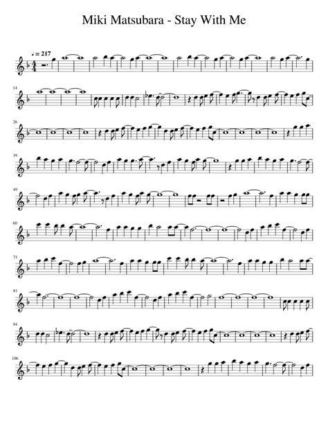 Miki Matsubara Stay With Me Sheet Music For Flute Solo