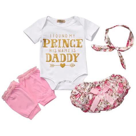 Cute Newborn Infant Baby Girl Clothes Set Girls Romper Letter Printed