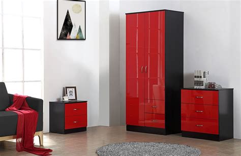Picture a grand piano with the' black, superb smooth, polished finish. Red/Black HIGH GLOSS 3 PIECE Bedroom Furniture Set ...