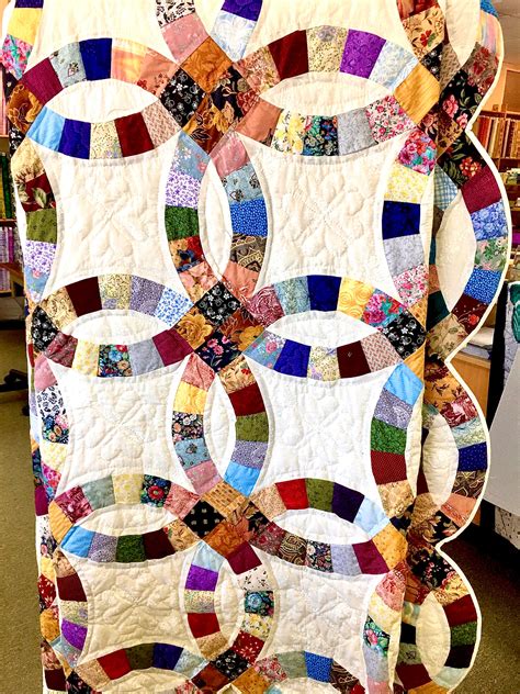 Amish Made Quilt Double Wedding Ring Hand Quilted King Size Etsy