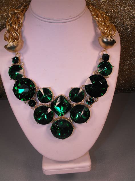 Emerald Green Lucite Fashion Necklace Clives Unique Jewelry