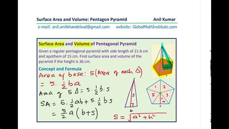 Pentagonal Pyramid Surface Area And Volume Formula Derivation Mpm1d