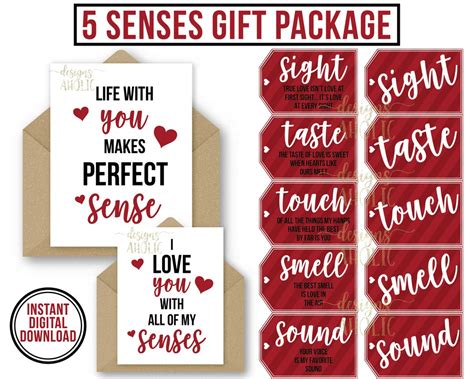 5 Senses Gift Tags Cards Ideas Gift For Boyfriend Girlfriend Husband