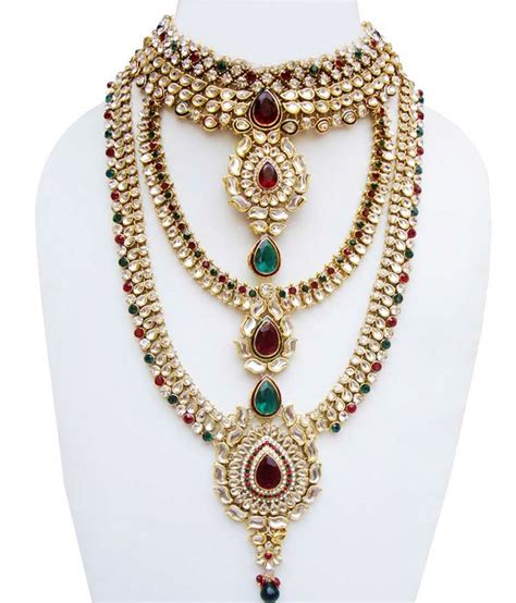 Lucky Jewellery Maroon Green, Kundan Set: Buy Lucky ...