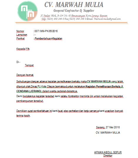 Contoh kedua surat pemberitahuan kegiatan sekolah. Contoh Surat Penutupan Harga Besi Tua - Berbagi Contoh Surat