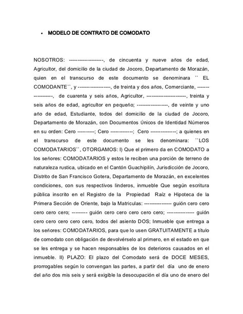 Modelo De Contrato De Comodato 1