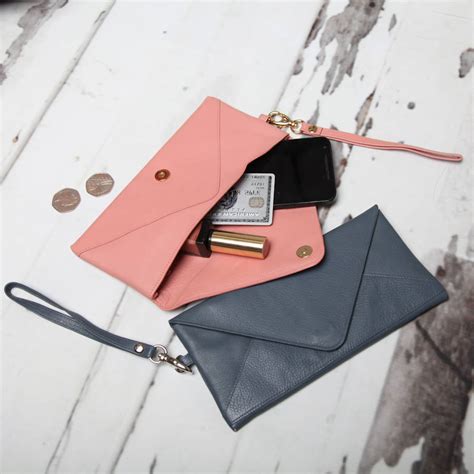 Personalised Envelope Leather Purse Mini Clutch By Nv London Calcutta