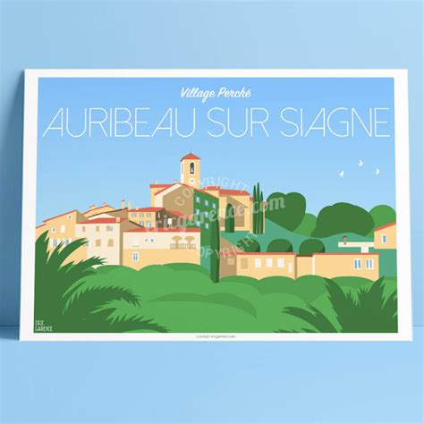 Poster 50x70 By Eric Garence Tende Hiltop Village French Riviera