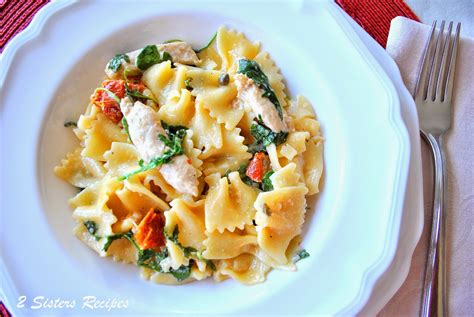 Only use parmesan as a garnish, not mixed in. Farfalle with Chicken, Capers, Sundried Tomatoes and ...
