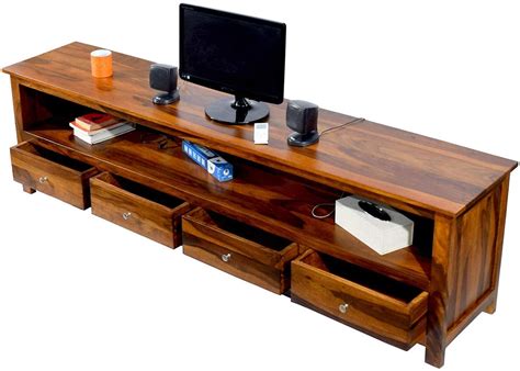 Buy Ss Wood Furniture Sheesham Solid Wood Meter Dolly 4 Draw Tv Unit