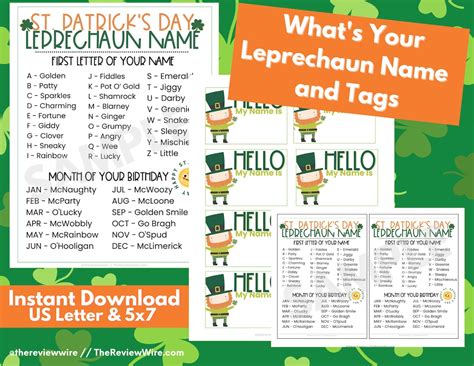 Whats Your Leprechaun Name Printable Leprechaun Name Tags Digital