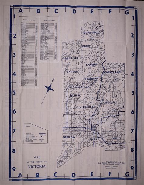 022 30 259 Victoria County Map C 1950 By Rural Township Map Maryboro