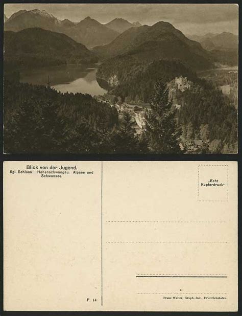 Germany Bavaria Old Postcard Hohenschwangau Lake Castle For Sale