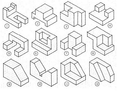 12 Isometric Blocks Mais Isometric Drawing Examples Isometric Sketch