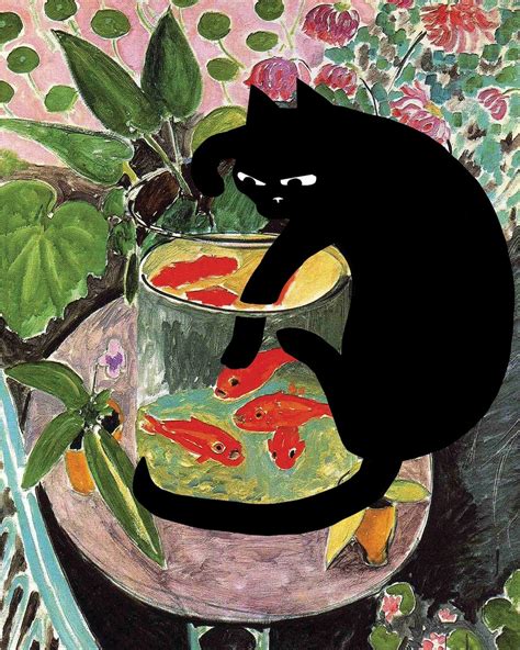 Matisse Goldfish With Cat Famous Paintings With Cats Defaced
