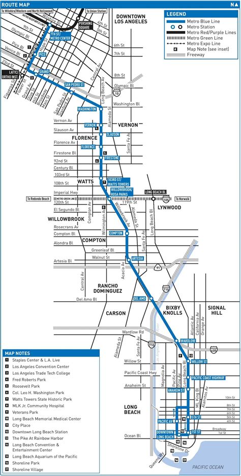 Blue Line Metro Station Map Metro Blue Line Map Los Angeles