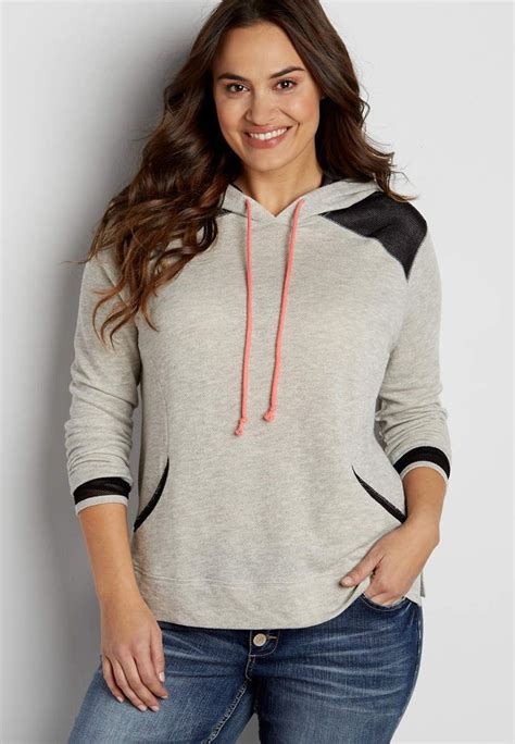 Plus Size French Terry Hooded Pullover With Mesh Maurices Ropa