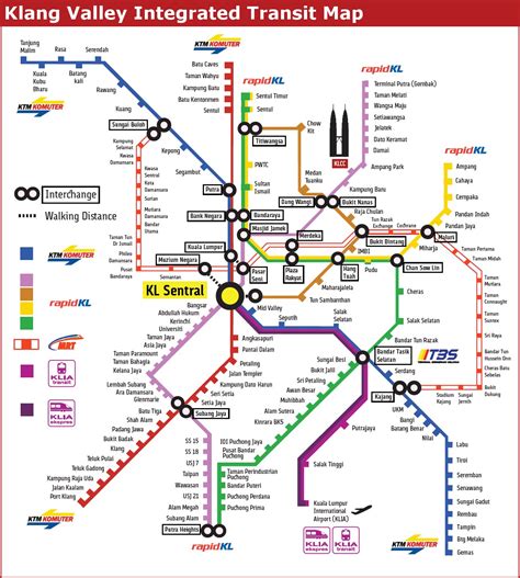 Kl Integrated Rail Map Kuala Lumpur Lrt Mrt Erl Ktm Komuter