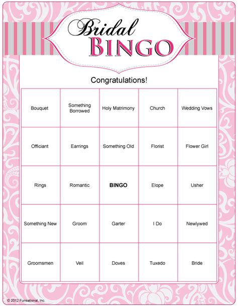 Bridal Bingo Can Do With Wedding Words And Just Play As Game Or Play