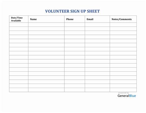 Free Excel Sign Up Sheet Templates