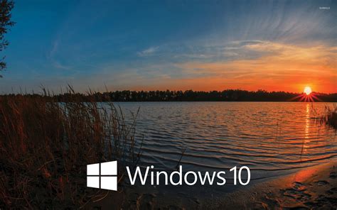 Windows 10 White Text Logo In The Sunset Wallpaper Computer